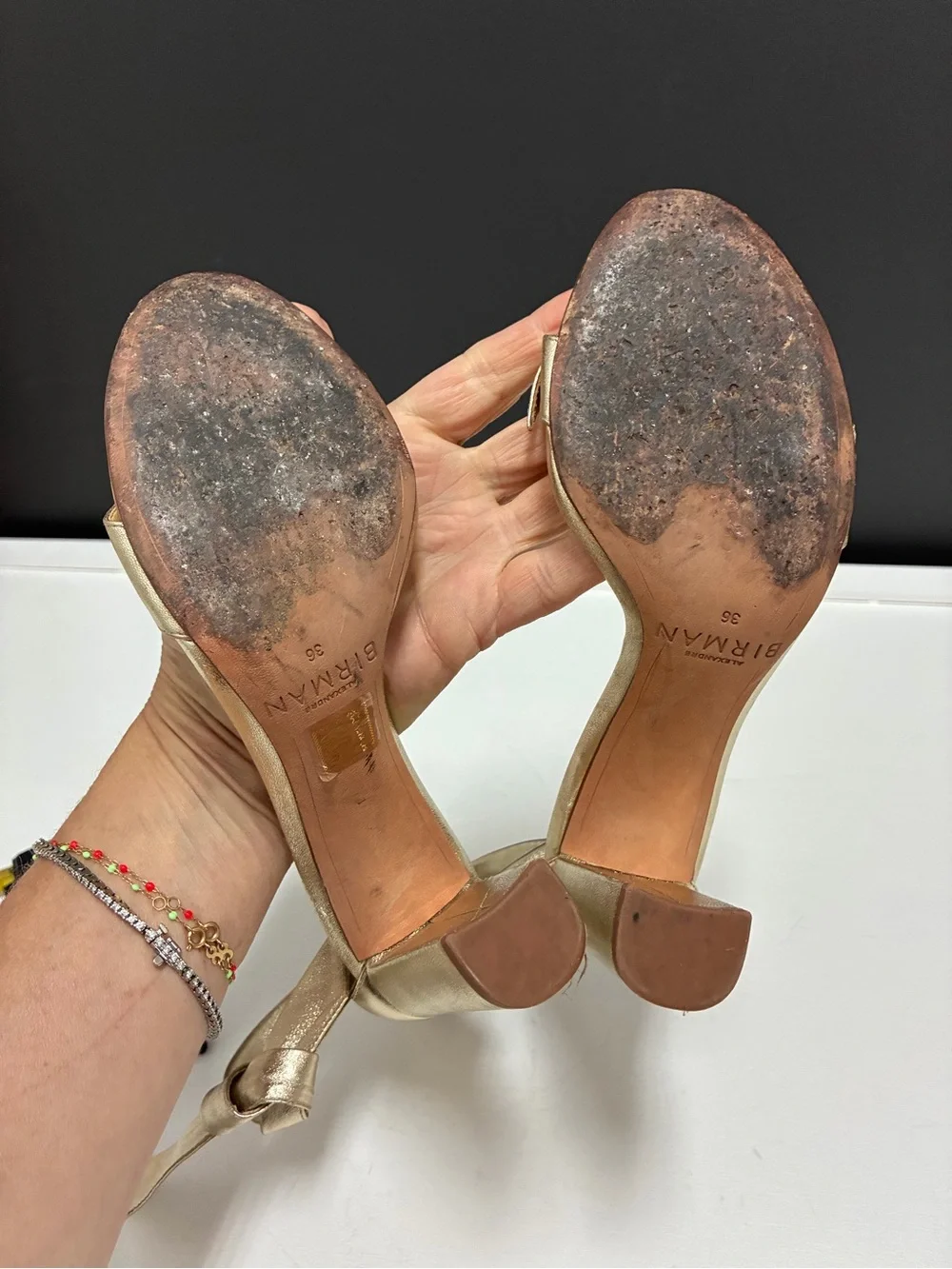 Alexandre Birman Metallic Gold Knot Block-Heel Sandals